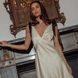 New York Minute Tied Shoulders Mini Dress Oyster