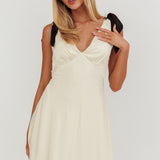 New York Minute Tied Shoulders Mini Dress Oyster