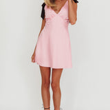 New York Minute Tied Shoulders Mini Dress Pink