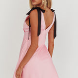 New York Minute Tied Shoulders Mini Dress Pink