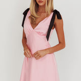 New York Minute Tied Shoulders Mini Dress Pink