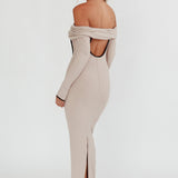 Genesis Off-Shoulder Long Sleeve Maxi Dress Pebble