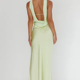 Damsel Reverse Halter Frill Trim Maxi Dress Sage