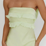 Damsel Reverse Halter Frill Trim Maxi Dress Sage