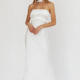 Damsel Reverse Halter Frill Trim Maxi Dress White
