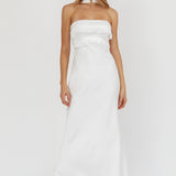 Damsel Reverse Halter Frill Trim Maxi Dress White