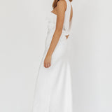 Damsel Reverse Halter Frill Trim Maxi Dress White