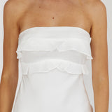 Damsel Reverse Halter Frill Trim Maxi Dress White