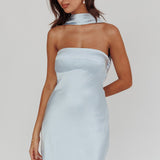 Damsel Reverse Halter Mini Dress Blue