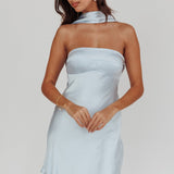 Damsel Reverse Halter Mini Dress Blue