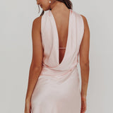Damsel Reverse Halter Mini Dress Blush