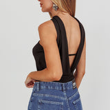 Damsel Reverse Halter Neck Top Black