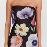 Damsel Reverse Halter Mesh Maxi Dress Flower Black