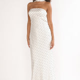 Damsel Reverse Halter Maxi Dress Polka Dot White