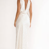 Damsel Reverse Halter Maxi Dress Polka Dot White