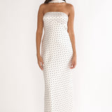 Damsel Reverse Halter Maxi Dress Polka Dot White
