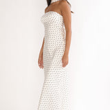 Damsel Reverse Halter Maxi Dress Polka Dot White
