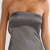 Damsel Reverse Halter Maxi Dress Satin Charcoal