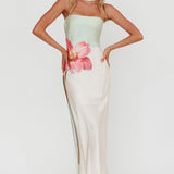 Damsel Reverse Halter Maxi Dress Flower Green