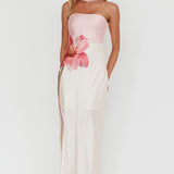 Damsel Reverse Halter Maxi Dress Flower Pink