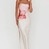 Damsel Reverse Halter Maxi Dress Flower Pink