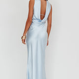 Damsel Reverse Halter Maxi Dress Baby Blue
