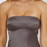 Damsel Reverse Halter Maxi Dress Satin Charcoal