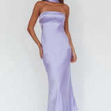 Damsel Reverse Halter Maxi Dress Satin Lilac