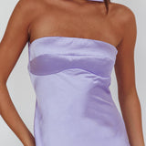 Damsel Reverse Halter Maxi Dress Satin Lilac