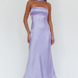 Damsel Reverse Halter Maxi Dress Satin Lilac
