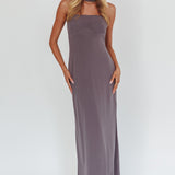 Damsel Reverse Halter Maxi Dress Charcoal