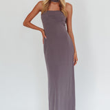 Damsel Reverse Halter Maxi Dress Charcoal