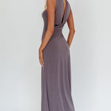 Damsel Reverse Halter Maxi Dress Charcoal