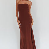 Damsel Reverse Halter Maxi Dress Chocolate