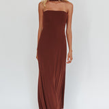 Damsel Reverse Halter Maxi Dress Chocolate