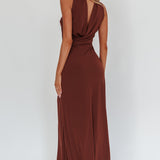 Damsel Reverse Halter Maxi Dress Chocolate