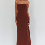 Damsel Reverse Halter Maxi Dress Chocolate
