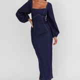 Bay Side Long Sleeve Denim Midi Dress Indigo