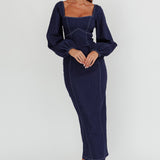 Bay Side Long Sleeve Denim Midi Dress Indigo