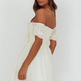 Perfect Worlds Off-Shoulder Mini Dress Textured Ivory
