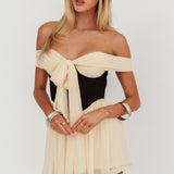 Perfect Worlds Off-Shoulder Romper Ivory/Black