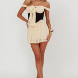 Perfect Worlds Off-Shoulder Romper Ivory/Black