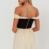 Perfect Worlds Off-Shoulder Romper Ivory/Black