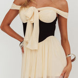 Perfect Worlds Off-Shoulder Romper Ivory/Black