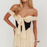 Perfect Worlds Off-Shoulder Romper Ivory/Black