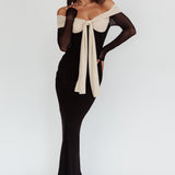 Perfect Worlds Off Shoulder Maxi Dress Black