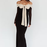 Perfect Worlds Off Shoulder Maxi Dress Black