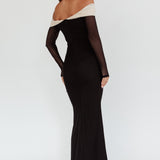 Perfect Worlds Off Shoulder Maxi Dress Black