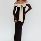 Perfect Worlds Off Shoulder Maxi Dress Black