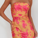 City Of Stars Strapless Maxi Dress Floral Orange